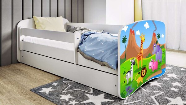 Babydreams Fehér szafari ágy fiók nélkül, latex matrac 160/80