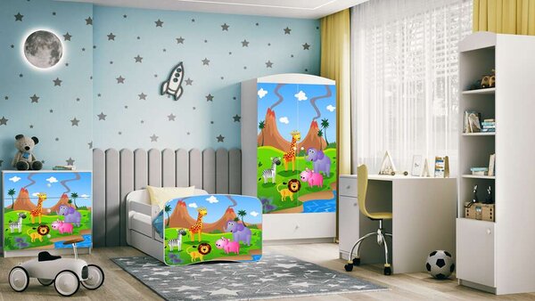 Babydreams Fehér szafari ágy fiók nélkül, latex matrac 160/80