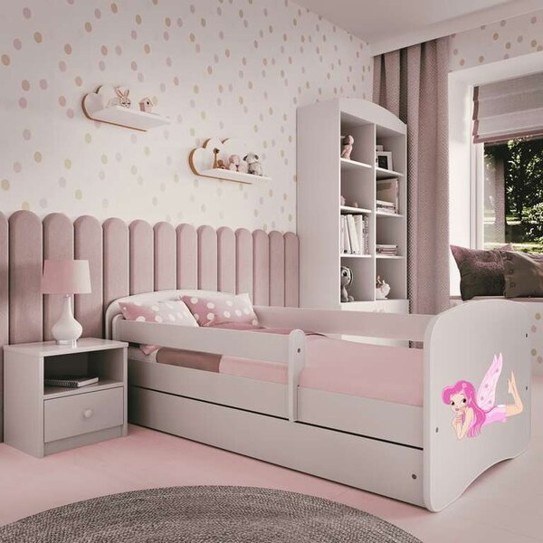 Babydreams Fehér tündérágy szárnyakkal és fiókkal matrac nélkül 160/80