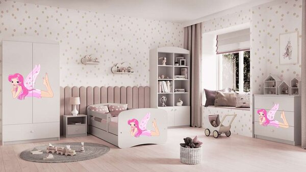 Babydreams Fehér tündérágy szárnyakkal és fiókkal matrac nélkül 160/80
