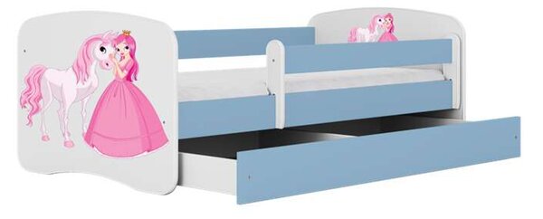 Babydreams kék hercegnős lóágy fiók nélkül, matrac nélkül 140/70