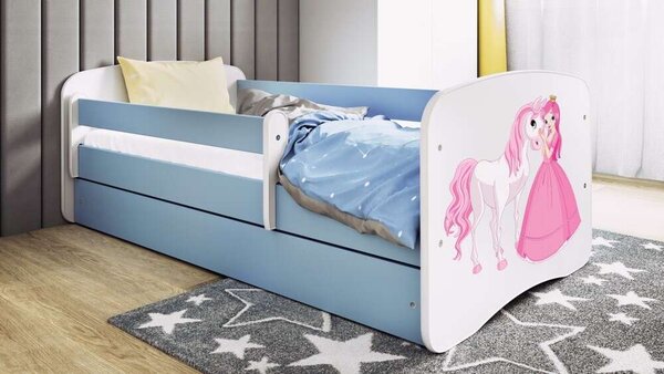 Babydreams kék hercegnős lóágy fiók nélkül, matrac nélkül 140/70