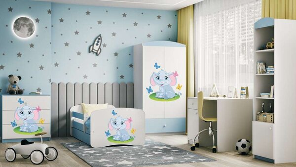 Babydreams kék elefántágy fiók nélkül, matrac nélkül 140/70