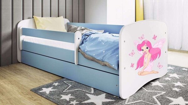 Babydreams kék tündérágy pillangókkal, fiók nélkül, matrac nélkül, 140/70