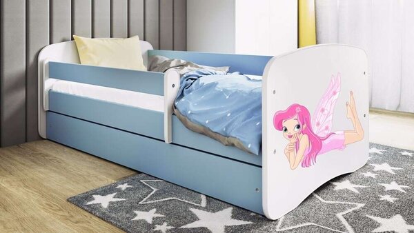 Babydreams kék tündérágy szárnyakkal, fiók nélkül, matrac nélkül, 140/70