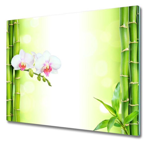 Üveg vágódeszka Orchidea és bambusz