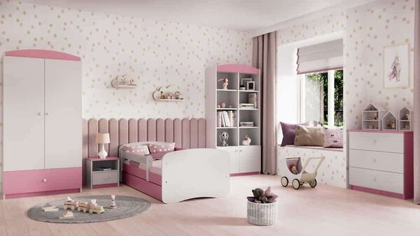 Babydreams ágy, rózsaszín, minta nélkül, fiók nélkül, kókusz matrac 140/70