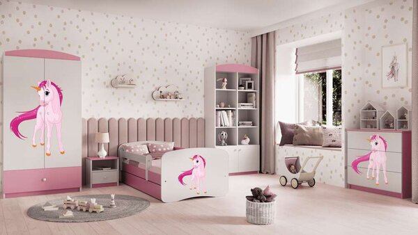 Babydreams rózsaszín unikornis ágy fiók nélkül, matrac nélkül 180/80