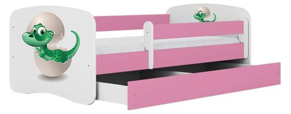 Babydreams ágy, rózsaszín, kis dínó, fiók nélkül, matrac nélkül, 140/70