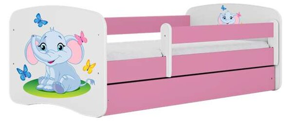 Babydreams rózsaszín elefántágy fiók nélkül, matrac 140/70