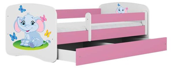 Babydreams rózsaszín elefántágy fiók nélkül, matrac 140/70