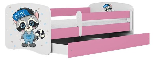 Babydreams rózsaszín mosómedve ágy fiók nélkül, matrac nélkül 140/70