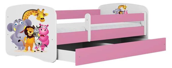 Babydreams rózsaszín állatkerti ágy fiók nélkül, matrac nélkül 160/80