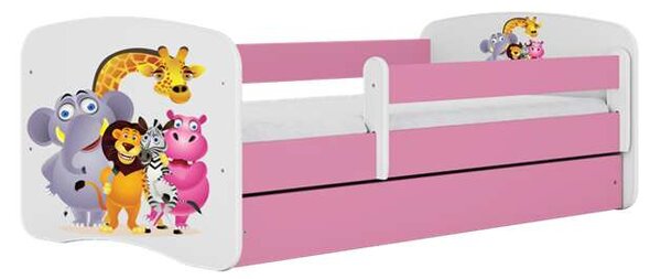 Babydreams rózsaszín állatkerti ágy fiók nélkül, matrac nélkül 160/80