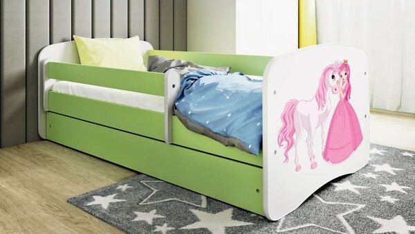 Babydreams zöld hercegnős lóágy fiók nélkül, matrac nélkül, 140/70