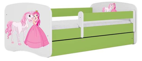 Babydreams zöld hercegnős lóágy fiók nélkül, matrac nélkül, 140/70