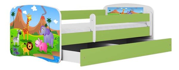 Babydreams zöld szafariágy fiók nélkül, matrac nélkül 140/70