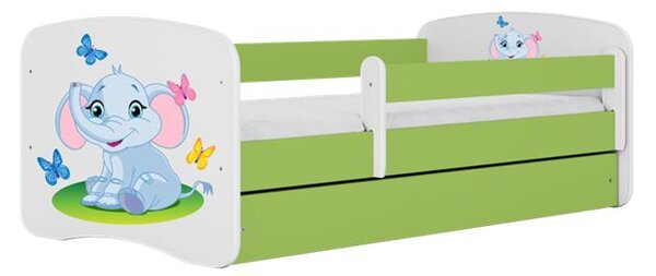 Babydreams zöld elefántágy fiókkal, matrac nélkül 140/70