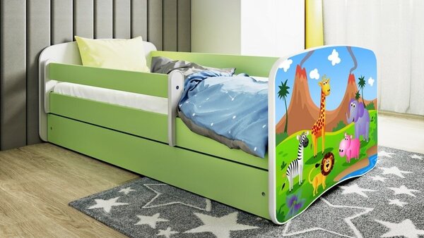 Babydreams zöld szafariágy fiókkal, latex matrac 160/80