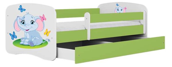 Babydreams zöld elefántágy fiókkal, latex matraccal 180/80