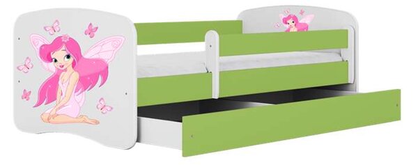Babydreams zöld tündérágy pillangókkal, fiók nélkül, matrac nélkül, 160/80