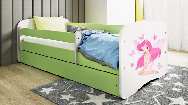 Babydreams zöld tündérágy pillangókkal, fiók nélkül, matrac nélkül, 160/80