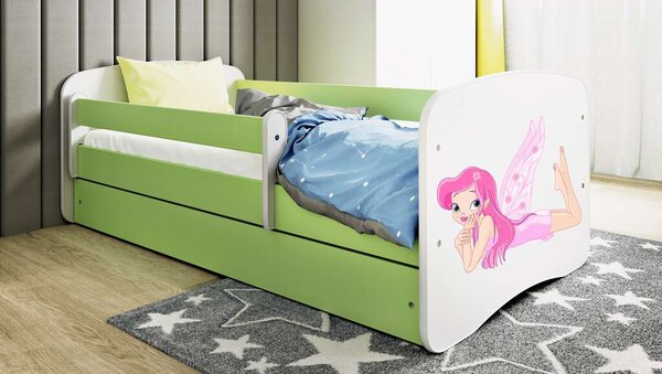 Babydreams zöld tündérágy szárnyakkal és fiókkal matrac nélkül 160/80