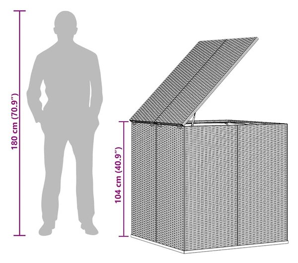 Szürke polyrattan kerti párnatartó doboz 100 x 97,5 x 104 cm