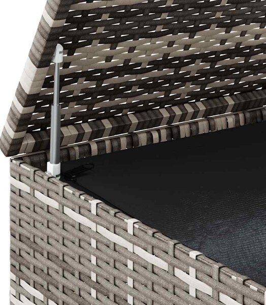 Szürke polyrattan kerti párnatartó doboz 291 x 100,5 x 104 cm