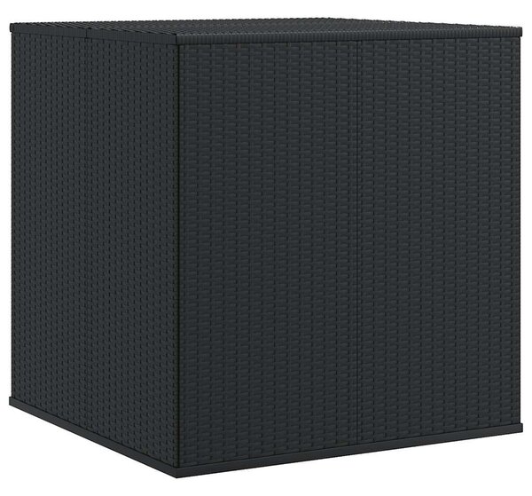 Fekete polyrattan kerti párnatartó doboz 100 x 97,5 x 104 cm
