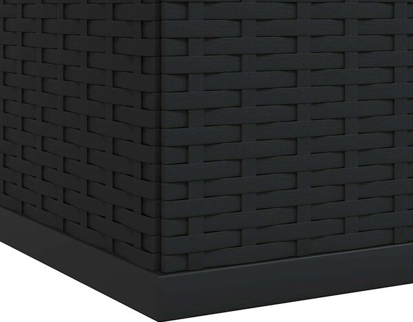 Fekete polyrattan kerti párnatartó doboz 100 x 97,5 x 104 cm