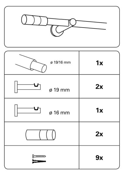 Fém bővíthető függönykarnis 120 - 210 cm Kreta - Gardinia