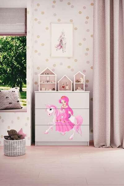 Babydreams fehér hercegnő komód lovon