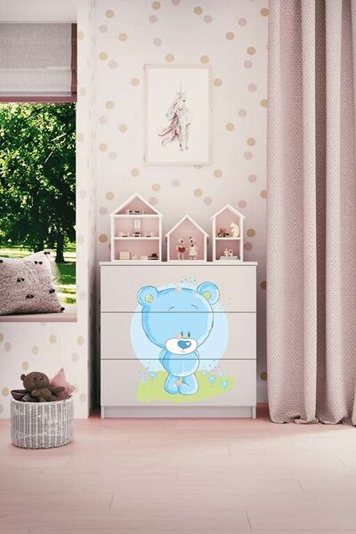 Babydreams komód, fehér, kék mackó