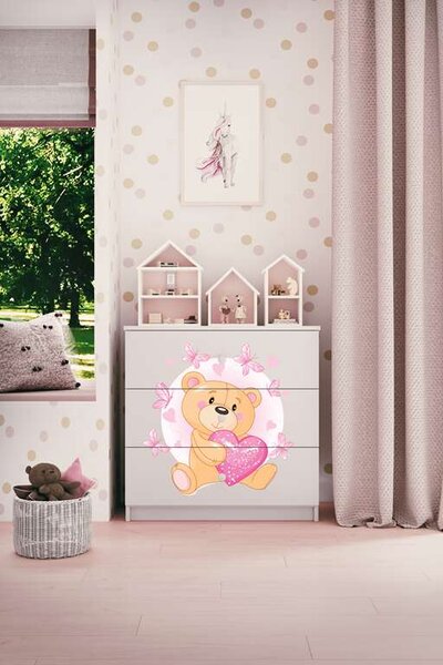 Babydreams fehér komód pillangókkal