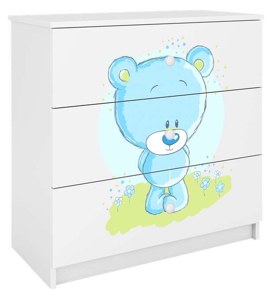 Babydreams komód, fehér, kék mackó