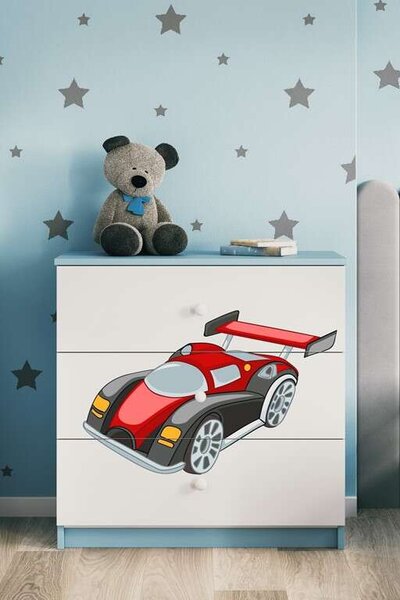 Babydreams kék versenyautó komód