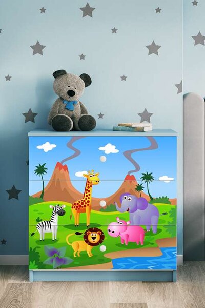 Babydreams kék szafari komód