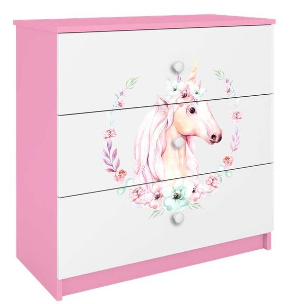 Babydreams rózsaszín lovas komód