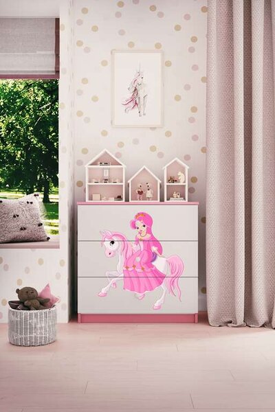 Babydreams komód, rózsaszín hercegnő lovon