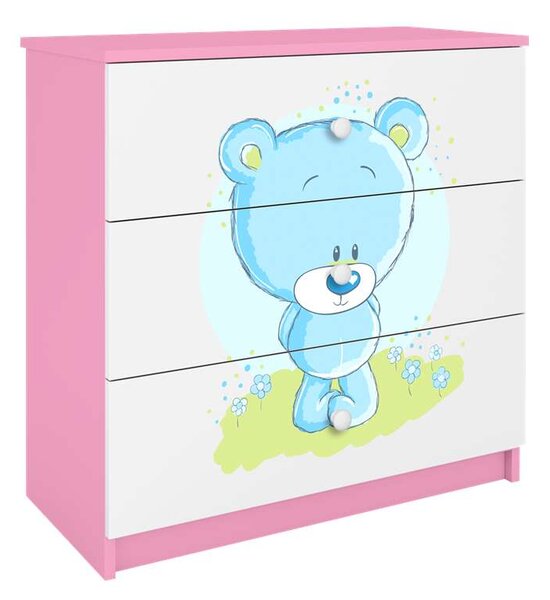 Babydreams komód, rózsaszín, kék mackó