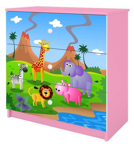 Babydreams rózsaszín szafari komód