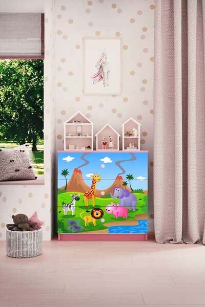 Babydreams rózsaszín szafari komód