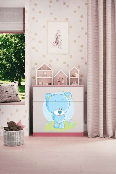 Babydreams komód, rózsaszín, kék mackó