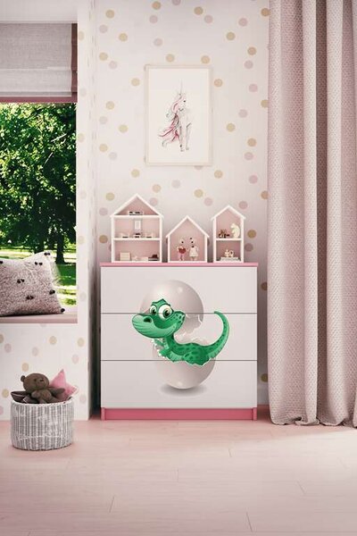 Babydreams rózsaszín kis dínó komód