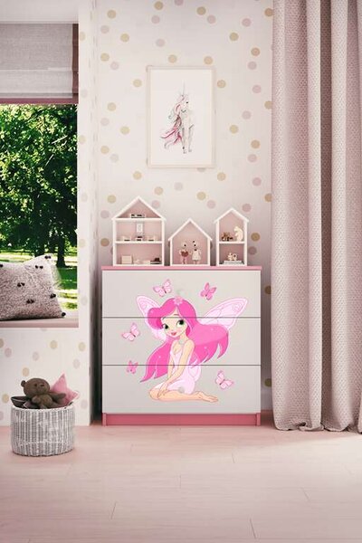 Babydreams komód, rózsaszín tündér pillangókkal
