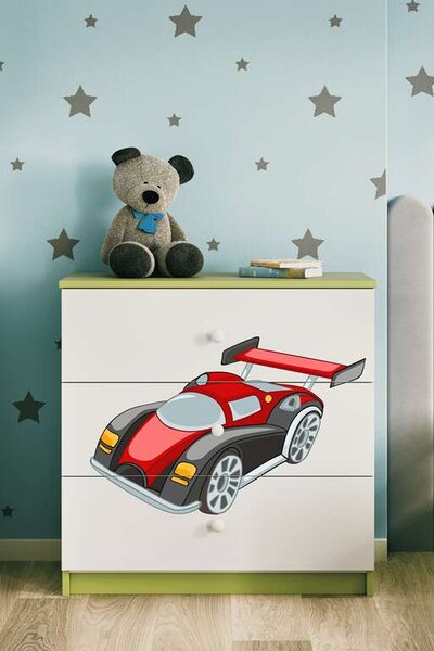 Babydreams komód, zöld, versenyautó