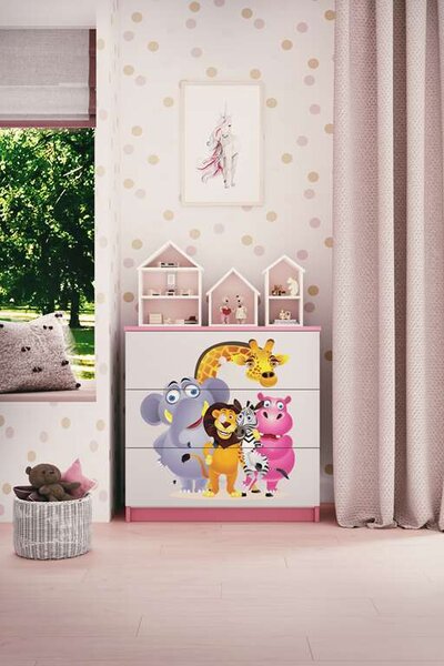 Babydreams rózsaszín állatkerti komód