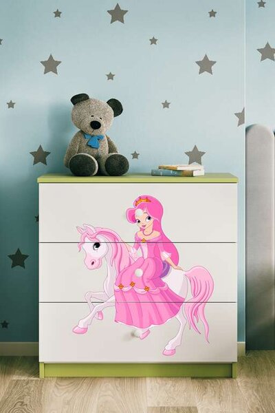 Babydreams komód, zöld hercegnő lovon