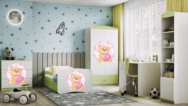 Babydreams komód, zöld, mackó, pillangók